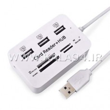 هاب و ریدر CL-C2 / کمبو / کابل 30 سانتی / هاب 3 پورت USB 2.0 و ریدر 4 کاره / دارای ورودی آداپتور / پرسرعت بدون افت کیفیت